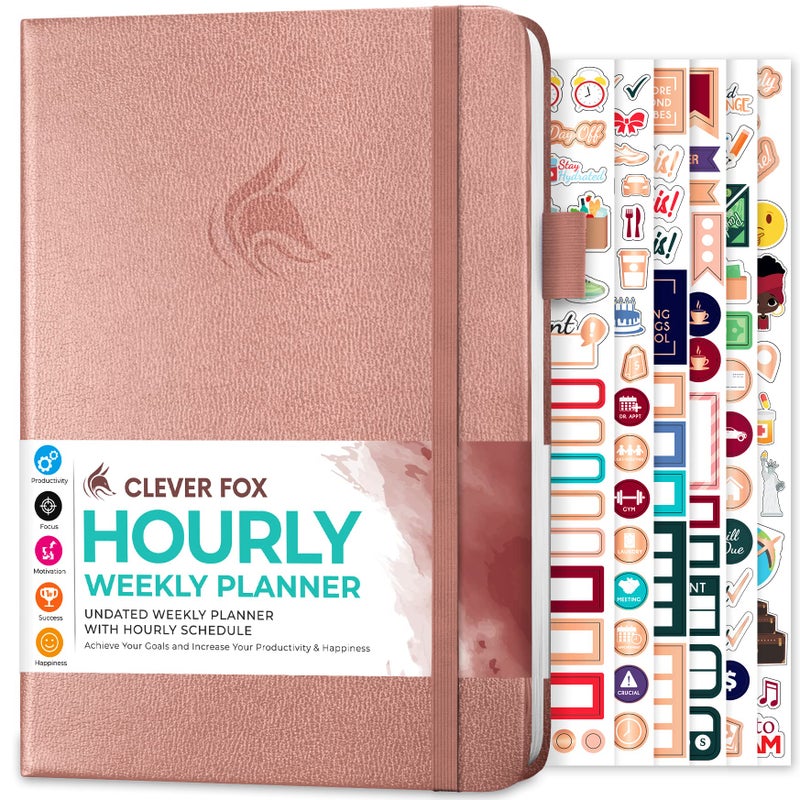 Clever Fox Planner Schedule â€“ Undated Weekly & Monthly Life Planner with Time Slots, Appointment Book & Daily Organizer, A5 (Rose Gold) - Image 1